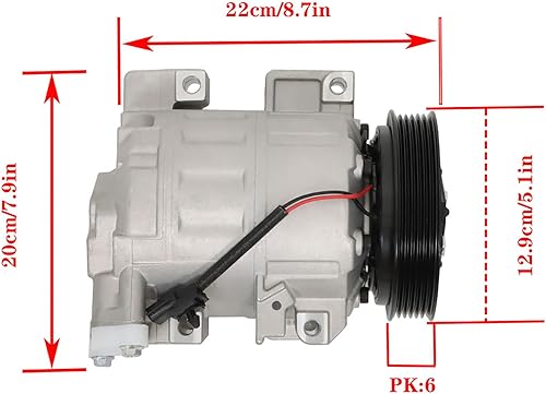 Miniatura 5 de WFLNHB Compresor de CA y embrague de AC, puertos de AC, 4 ranuras de repuesto para Nissan Altima Sentra 2007-2012 2.5L CO 10886C 68664 98664 98664