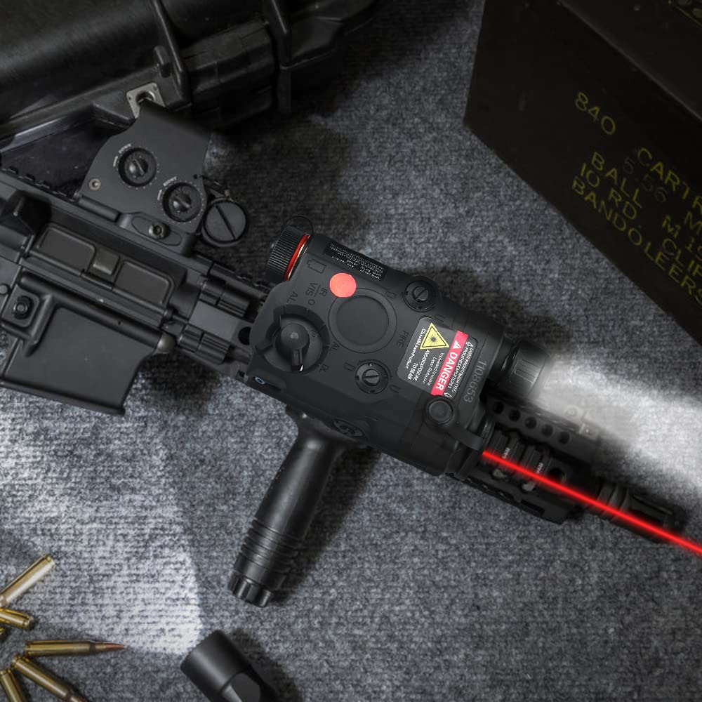 FMA AN/PEQ-15 Batería + Linterna LED Blanca 20 mm Rail Airsoft PEQ para AEG GBB CQB, Gris