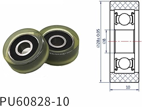 Miniatura 2 de Diameter 28mm, PU Polyurethane Bearing,Rubber Coated Soft PulleyRoller, Width 10mm Kindly