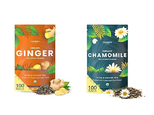 Cederberg Tea Company Té de hierbas orgánicas Paquete de té único de jengibre y manzanilla 200 bolsas de té