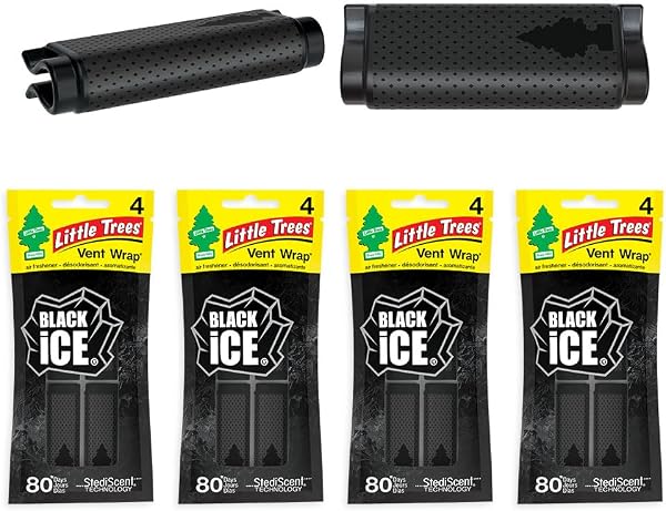 LITTLE TREES Car Air Freshener. Vent Wrap Provides Long-Lasting Scent, Slip on Vent Blade. Black Ice, 16 Air Fresheners - 2