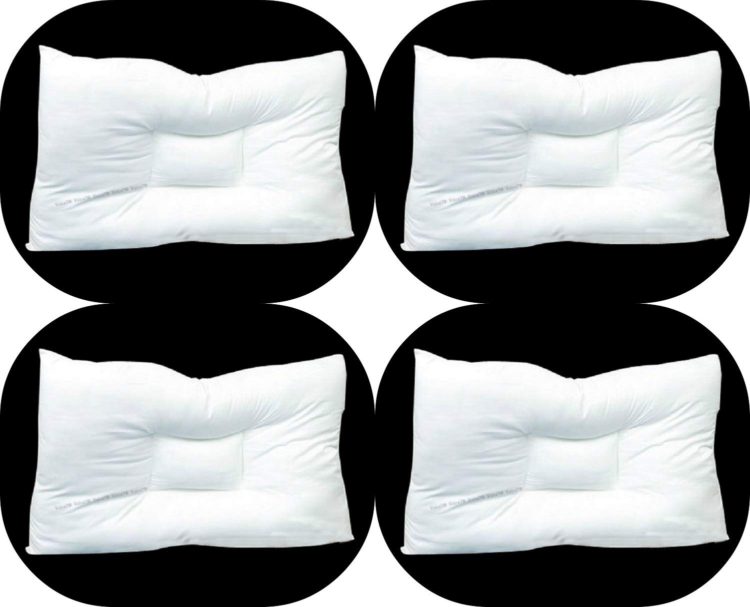Voice7 Extra-Soft Anti Snore Pillows/Snore Stopper/Head Neck Support Pillow/Anti Snooze Orthopedic Travel Pillows for Multiple Use - Standard Size 48 cm x 74 cm (Pack - 4)