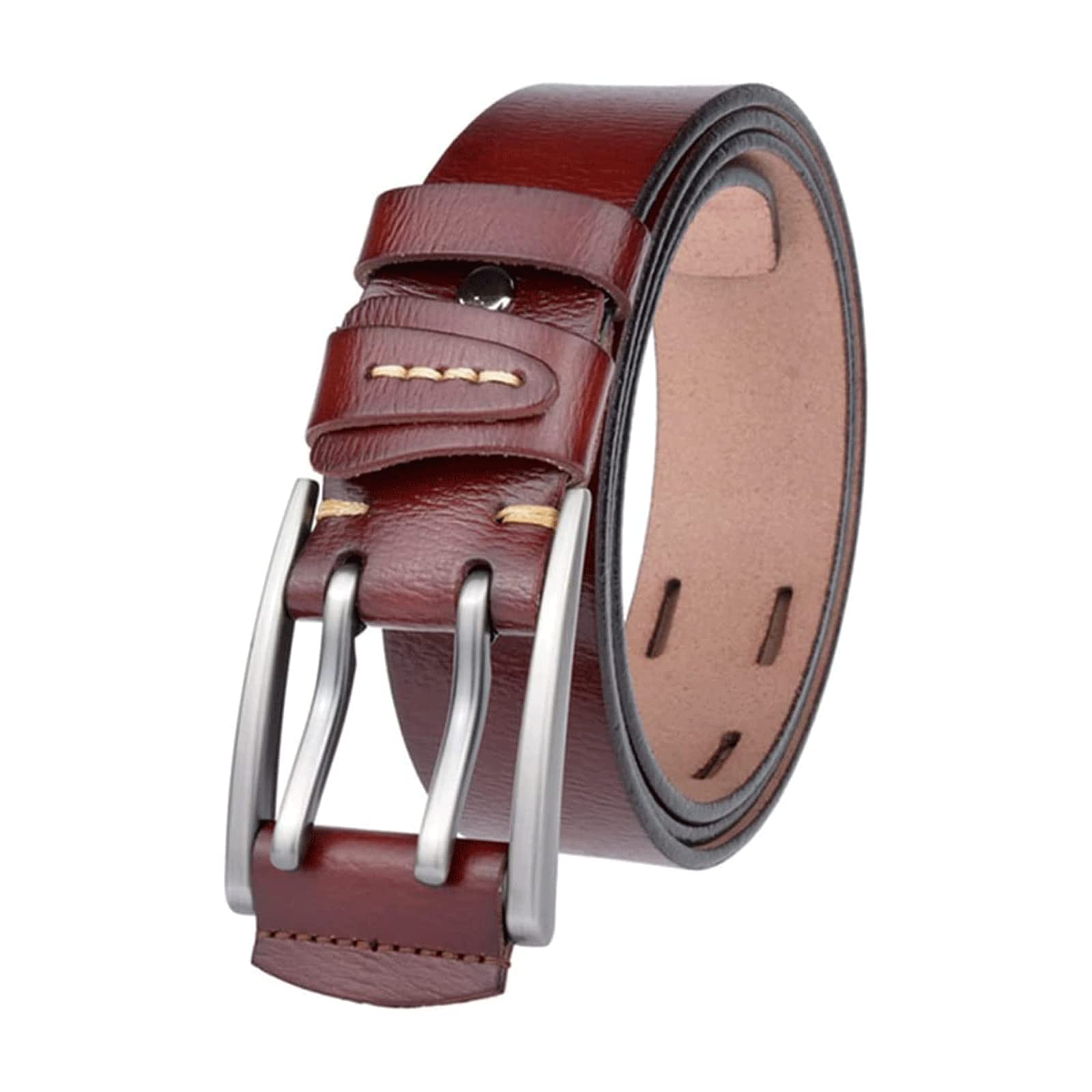 KRXSOBNV leather belt, Belts Adjustable Design Men's Pin Buckle Reversible Widening Belt Choice for Men(Red Brown,110cm)