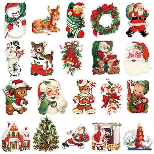 K1tpde Vintage Christmas Cutout Decoration - 24PCS Santa Claus Snowman Cutout for Home Decor Christmas Winter Victorian Cutouts Cardstock Retro Xmas Cut-outs Cardboard for Winter Holiday Party Decor