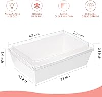 Vista 2 de Ocmoiy Cajas de embutidos de papel de 8 x 6 pulgadas con tapas transparentes, paquete de 20 contenedores desechables para llevar de papel