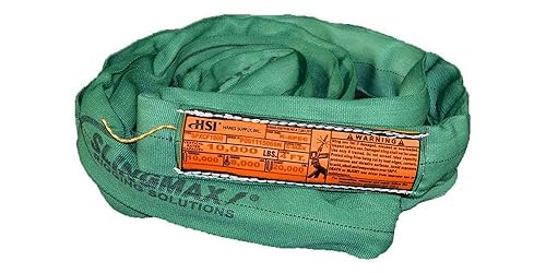 SlingMax - EslingMax sin fin redondo 10 pies de longitud 50.000 libras. Capacidad vertical Cubierta de nailon de doble capa CoverMax Núcleo de