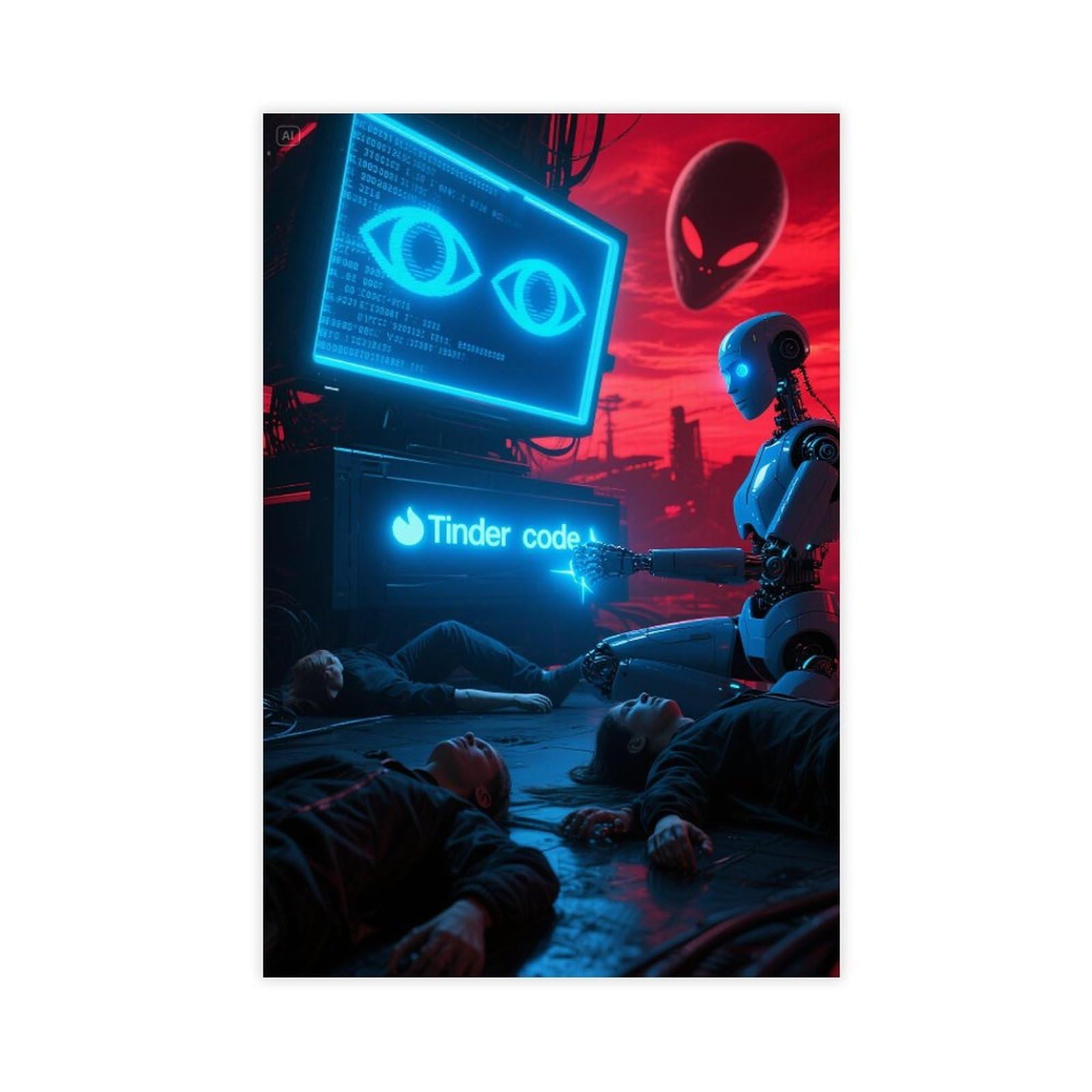 IYQTAGGH Poster con tecnologia del metallo di fantascienza, decorazione per camera da letto, ufficio, camera da letto, regalo, 60 x 90 cm