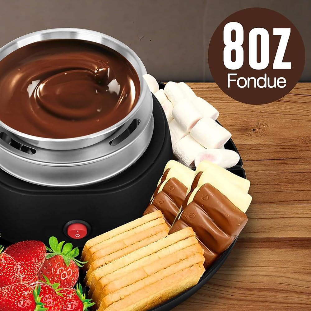 Elektryczny przyrząd do fondue z regulowaną temperaturą i płytą nieprzywierającą, idealny na imprezy i spotkania