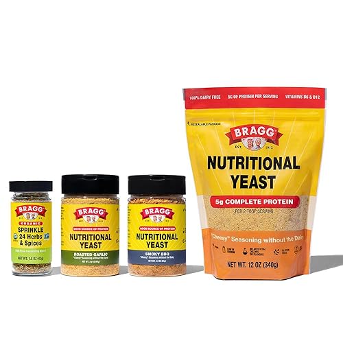 Bragg Copos de levadura nutricional premium y condimento para espolvorear - Sin lácteos - Vegano, sin gluten - Buena fuente de proteínas y vitaminas