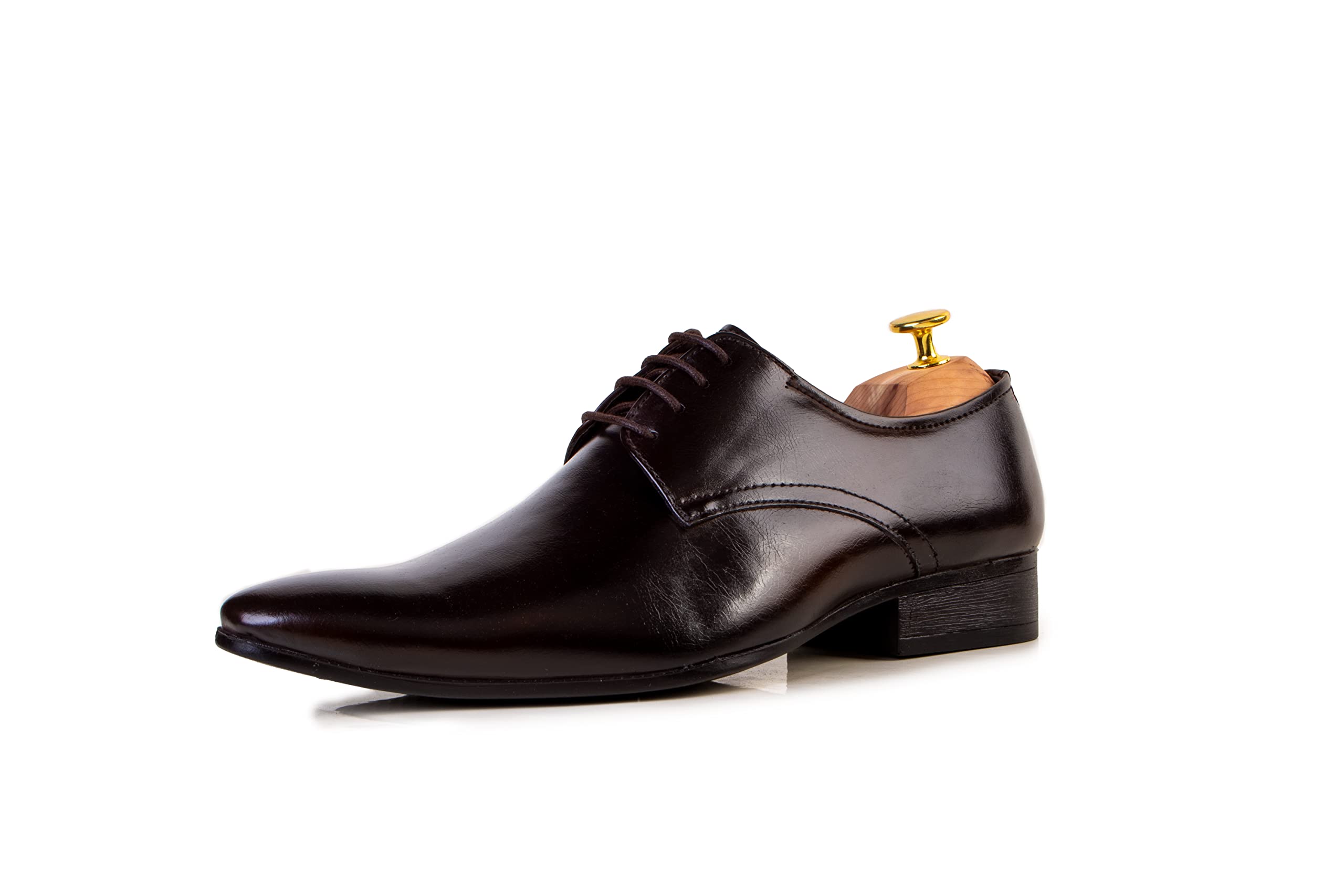 CLIFF FJORD Mens Faux Leather Lace Up Formal Derby Office Shoes | Hand Painted Patina Finish (Brown, Numeric_8) (B09XR4B8FL) Amazon Price History, Amazon Price Tracker