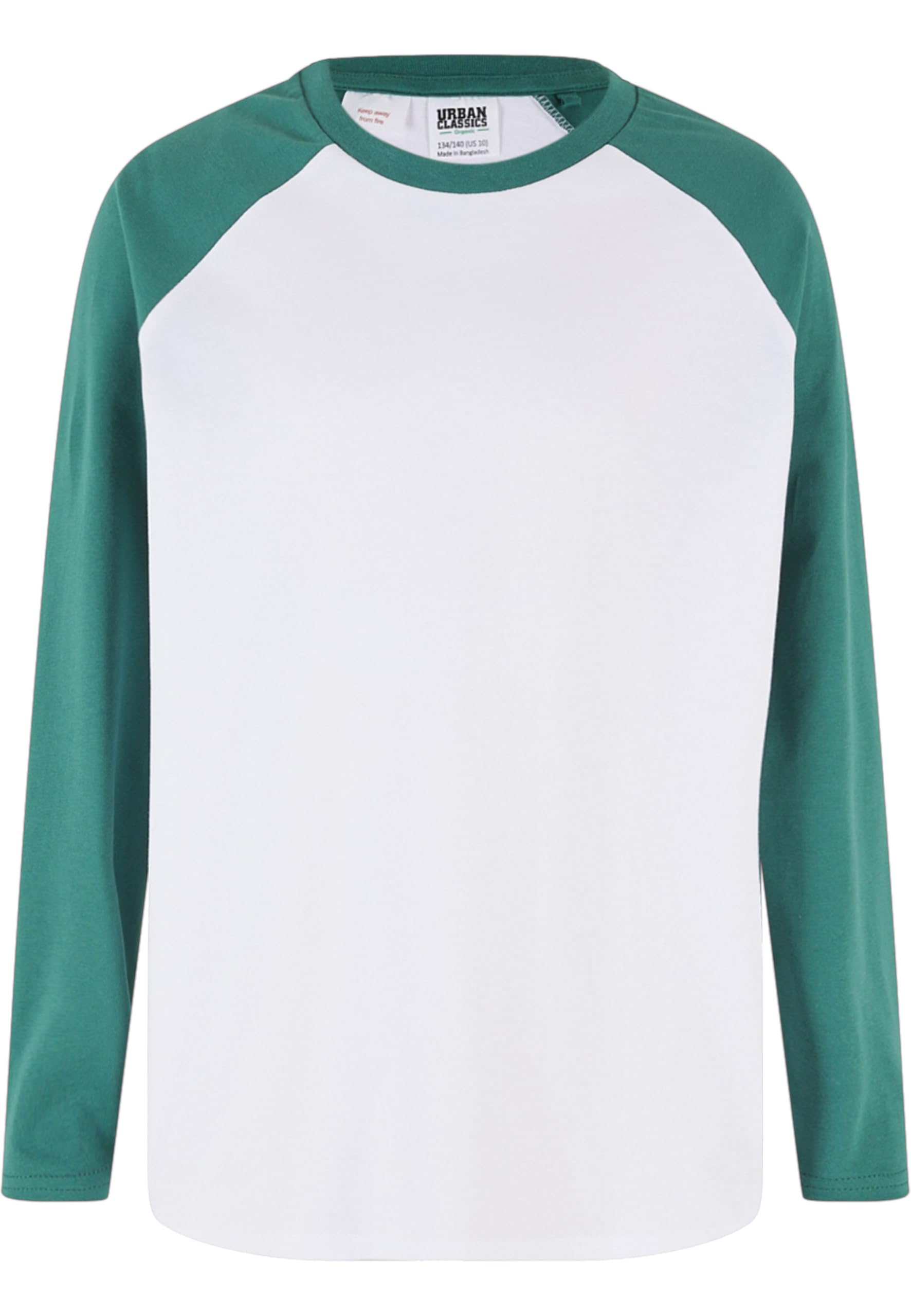 Urban Classics Boy's Boys Organic Oversized Raglan Longsleeve T-Shirt, White/Green,