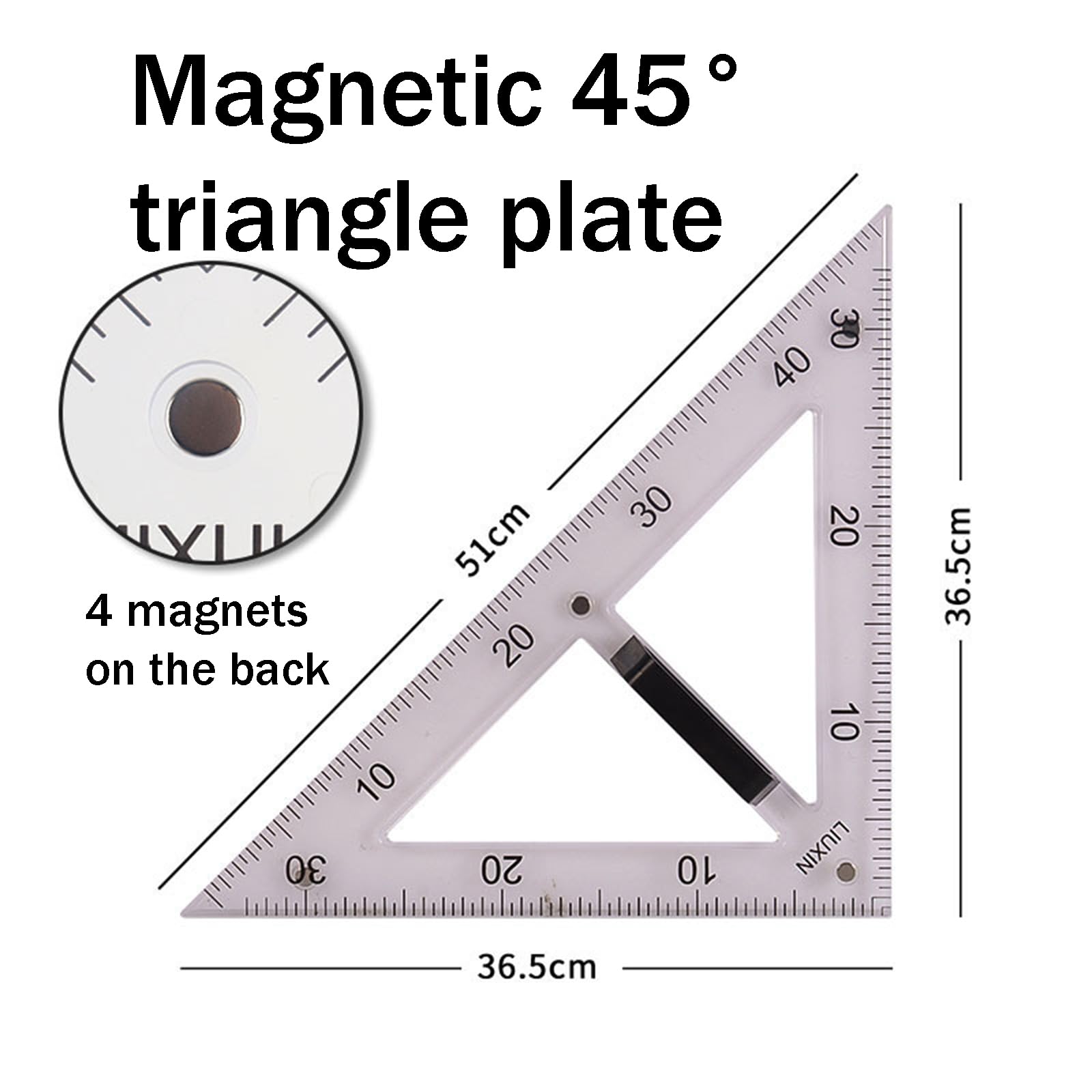 Set di Righelli Triangolari Grandi con Magnete, Strumento Misurazione Matematica, Misurazioni Chiare, Numeri Grandi, Facile Controllare, con Impugnatura Ergonomica, per Architetto,4pcs