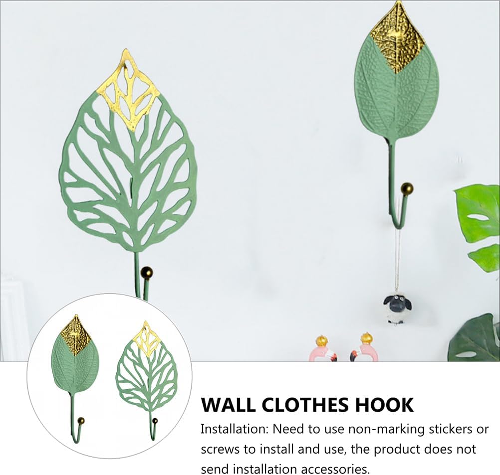 ABOOFAN 4Pcs Decorative Wall Hooks Tropical Leaf Shape Wall Mounted Hooks Coat Hooks for Hanging Key, Towel, Scarf, Coat, Photo Frame, Hat, Bag