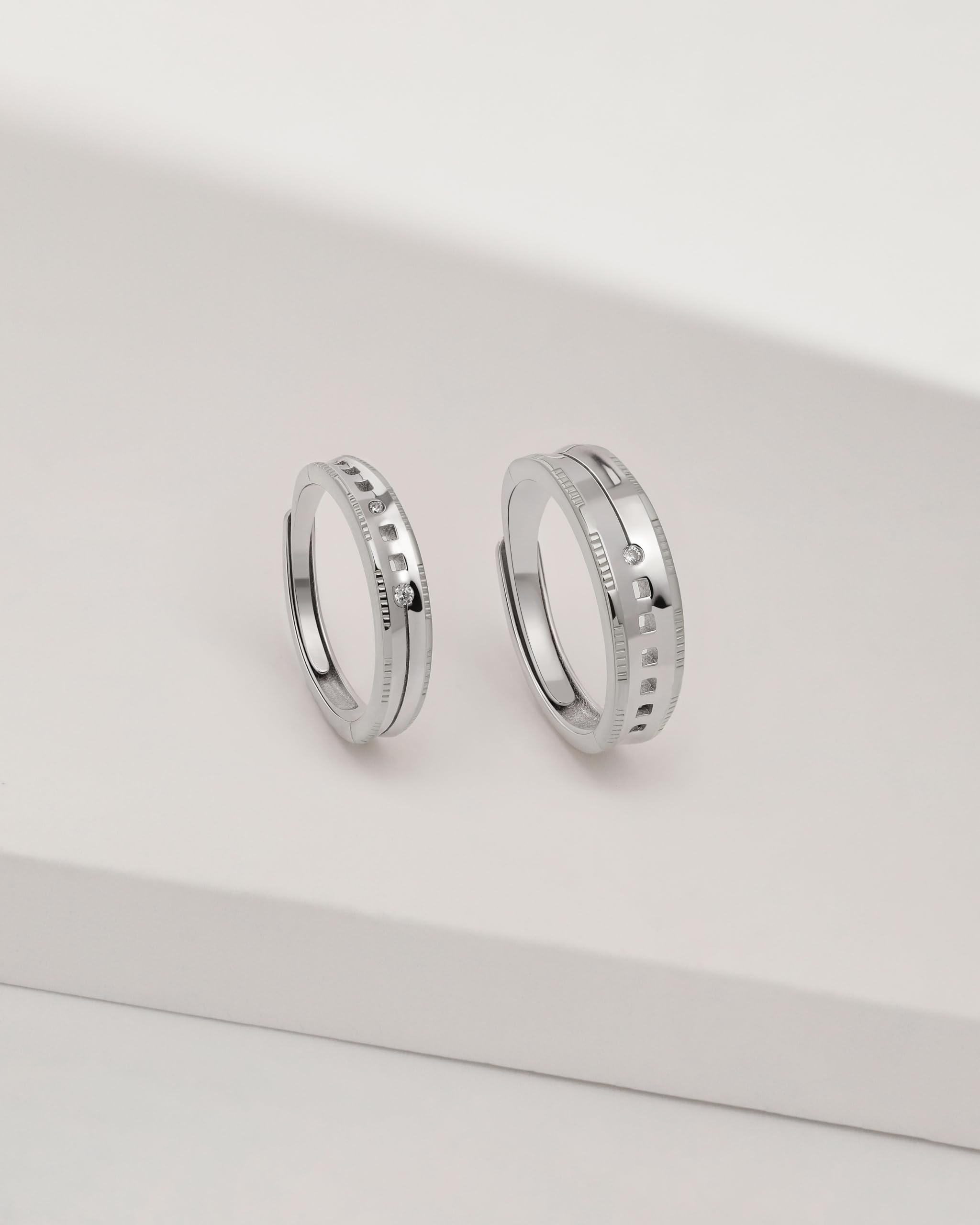 Meissa Anillos de Pareja de Plata 925 Ajustables para Hombre y Mujer Compromiso y Matrimonio 3,8 mm 5,8 mm Joyería de Pareja Regalo para San Valentín Aniversario Cumpleaños