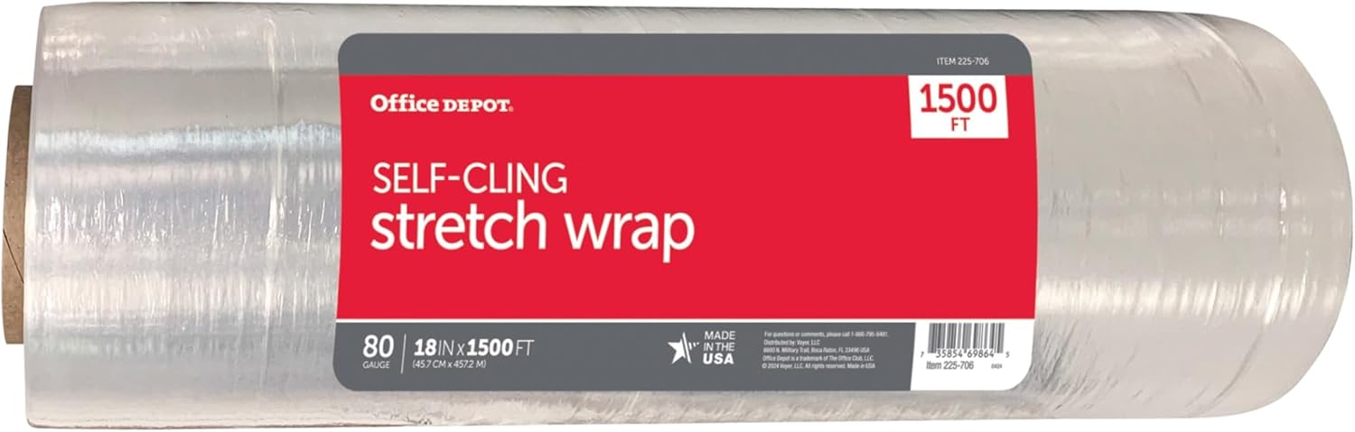 IPG Hand Wrap Stretch Film, 18" x 1500 ft, (Single Roll, NO handles)