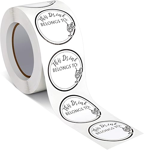 Zonon 600 calcomanías de bebida para tazas, botellas de agua, etiquetas en blanco para bebidas pertenecientes a calcomanías para recepción de boda,