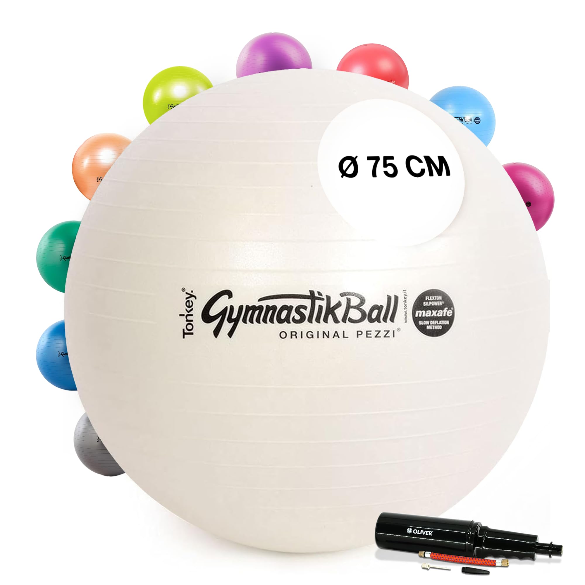 PEZZI Original Pezziball MAXAFE 75 cm mit Pumpe pearlwhite