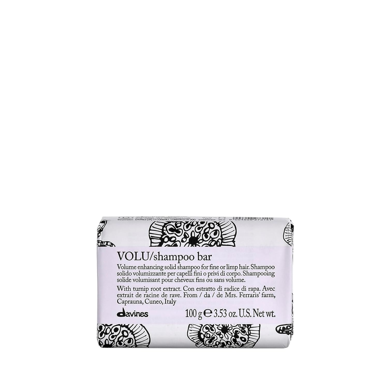 Davines VOLU Shampoo Bar, Practical Compact Solid Texture Turns into Rich Creamy Foam for Fine or Limp Hair - Making it Soft and Light with a Lasting Boost of Body & Volume, 3.53 oz