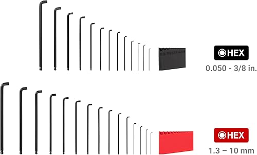 Miniatura 3 de TEKTON Juego de llaves en L hexagonales de extremo de bola de brazo corto con soporte, 28 piezas (0.050-38 pulgadas, 0.051-0.394 in)  KLX91312