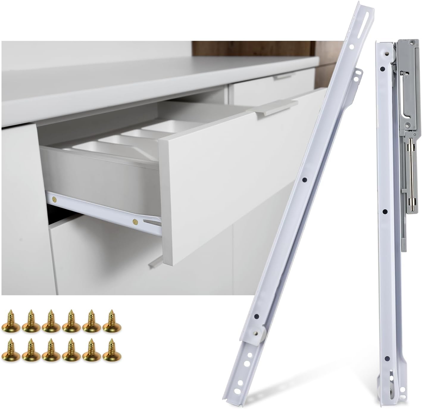 LONTAN 2 Pair Bottom Mount Drawer Slides 22 Inch Soft Close Drawer