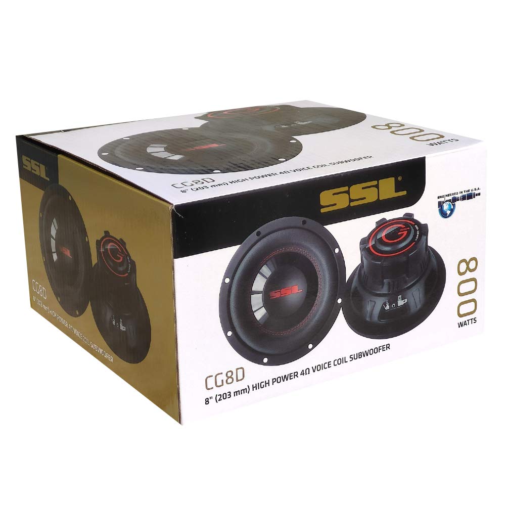 1 subwoofer SOUNDSTORM SSL CG8D da 20,00 cm 200 mm 8" 400 watt rms e 800 watt max dvc dual voice coil doppia bobina 4 ohm per auto o in cassa, 1 pezzo