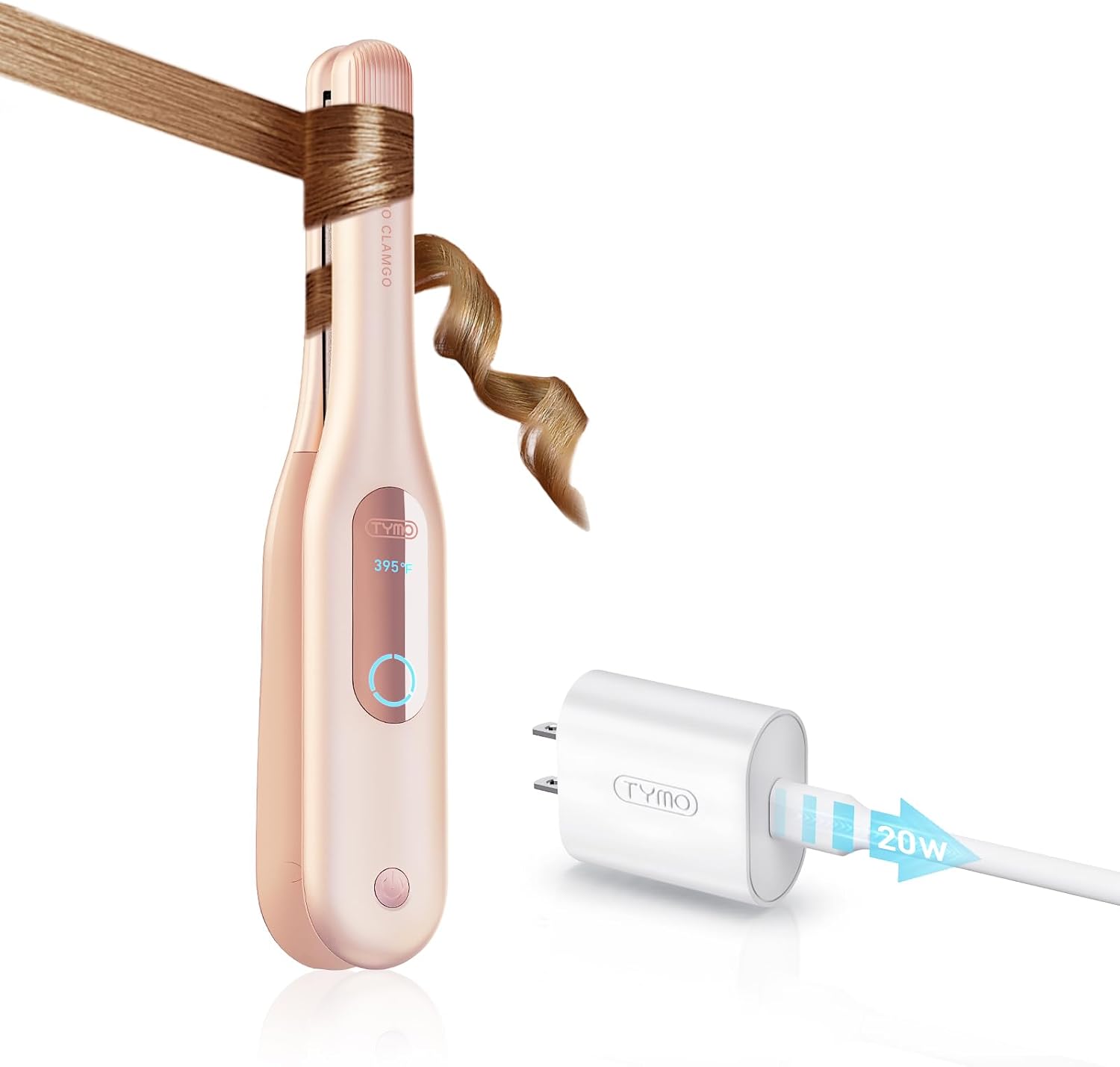 TYMO Curling Iron for Short Hair – Cordless Mini Flat Iron for Travel, Portable Small Curved Straightener for Women, Hair Straightener and Curler 2 in 1, Lightweight On-The-Go, Dual Voltage, Gold Pink