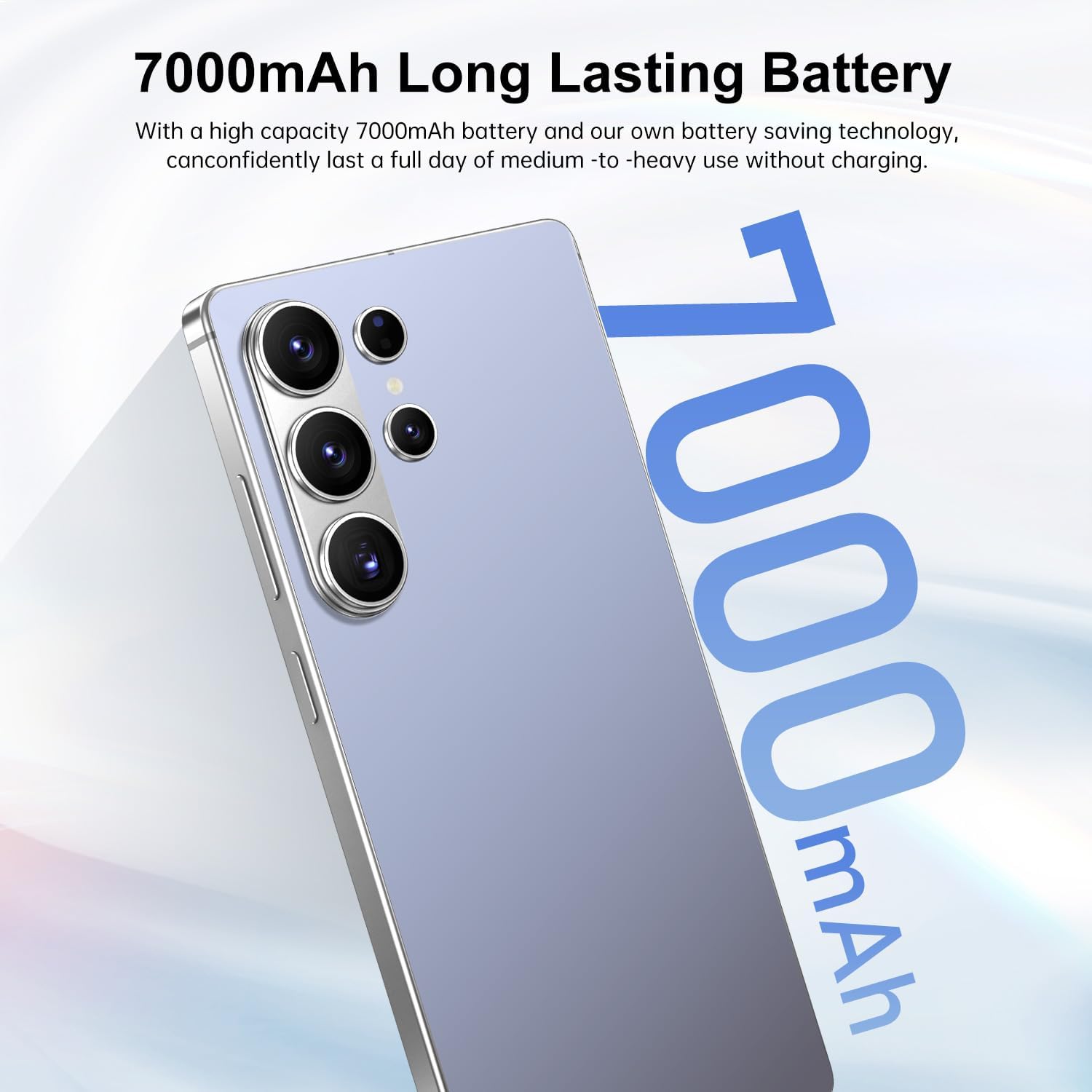 I26 Ultra 5G Unlocked Phones, Built in Pen, 7000mAh Long Battery Life Smartphone, 6.99" HD Screen Unlocked Cell Phone, 16+512GB Phone for Android15, Face ID/Fingerprint Lock/Dual SIM/GPS (Silver Blue)