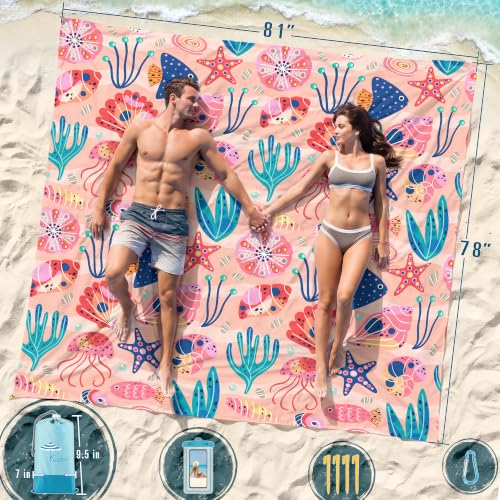 Beach Blanket Sandproof Waterproof Oversized 78"x81" Compact mat miniatura 2