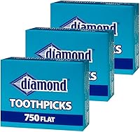 Diamond Flat Wooden Toothpicks 750ct 3-Pack | Bulk Party Toothpicks, Sturdy & Splinter-Resistant