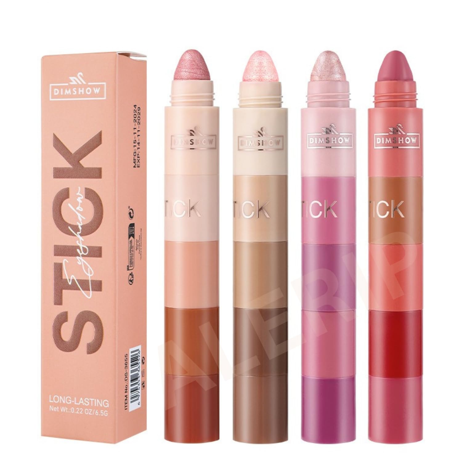 Five Color Eye Shadow Stick Set, Makeup Pen Color Gradient EyeShadow, Smooth Blendable Eye Shadow, Durable Women's Eye Makeup Pencil for Daily, Waterproof, Sweat Proof-image-4