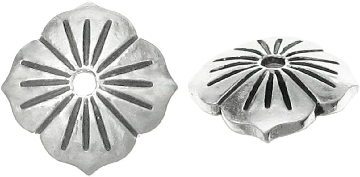 Dreambell 4 pcs Antique 925 Sterling Silver Leaf Flower Bud Pearl Bead Cover Cap 6mm