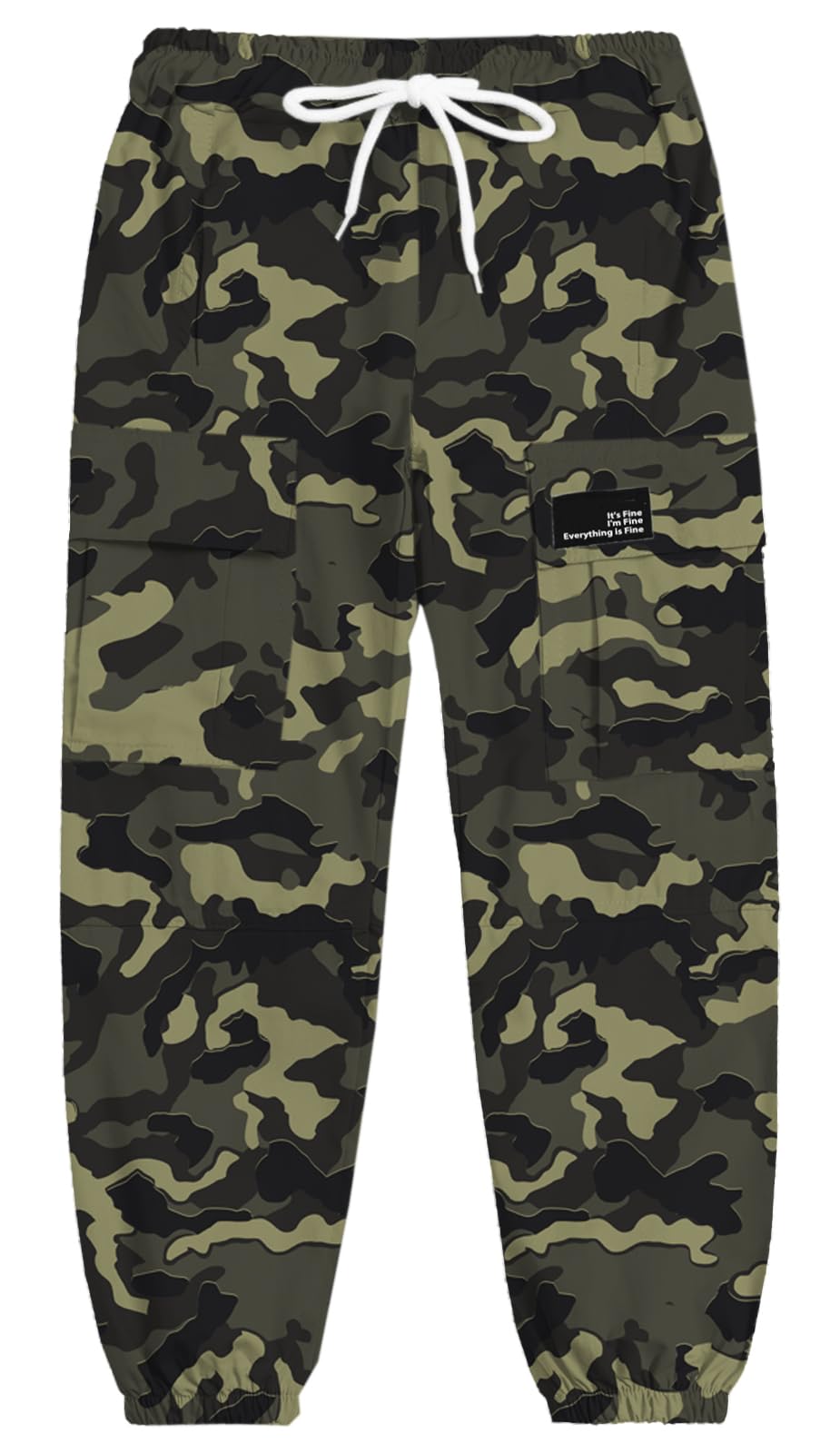Cromoncent Girls Womens Camo Print Cargo Pants Outdoor Lightweight Jogger Baggy Pants 6 Years - XX-Large