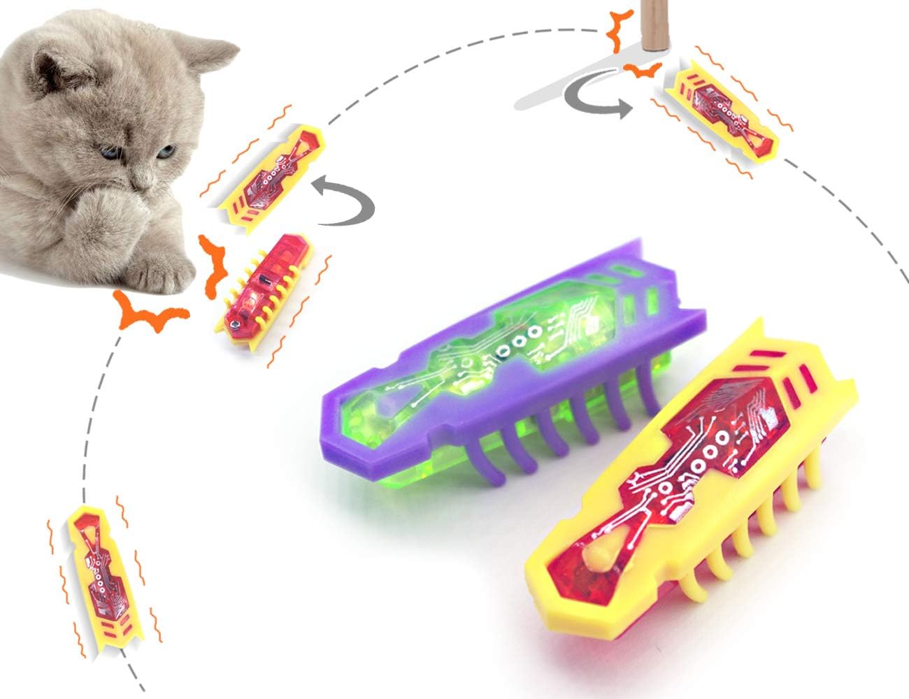 Blinggo Cat Toys Interactive Electric Insect Toys Battery Operated Auto Move and Turn Over for Prevent boredom (Electronic worm)