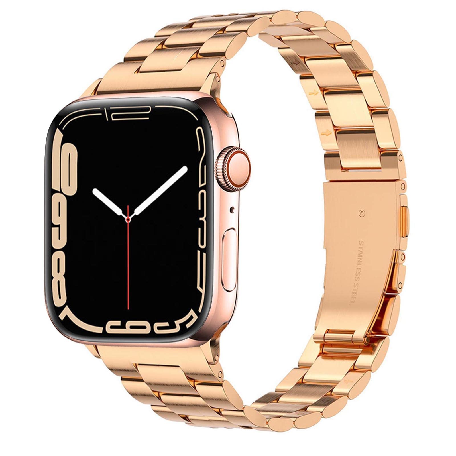 No Tools Needed Compatible with Apple Watch Band 49/45/44/42mm 41/40/38mm,Quick Release Adjustable Business Solid Stainless Steel Strap for iWatch Series 8/7/6/5/4/3/2/1/SE/Ultra Men and Women