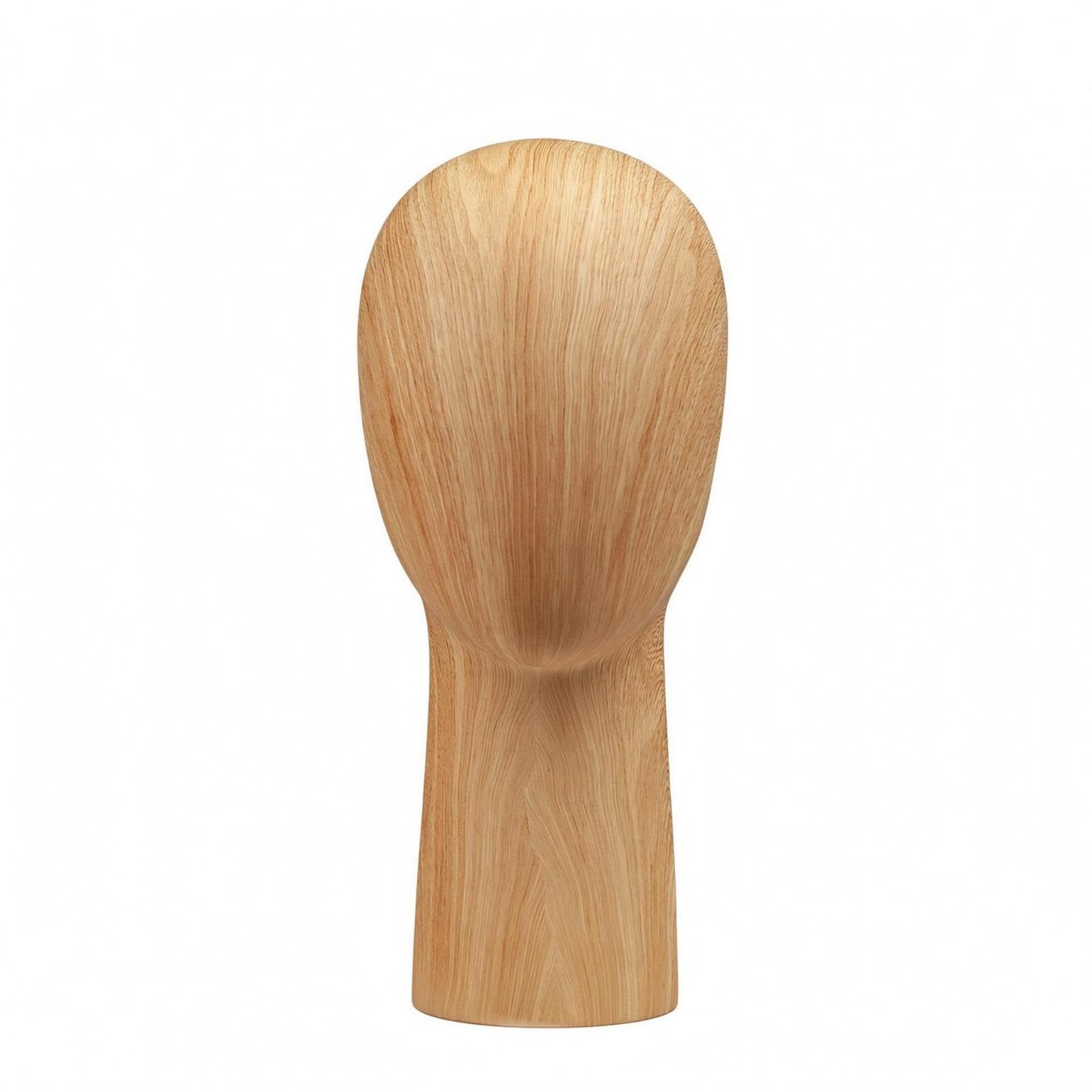 Mannequin Head Wooden Base-Grain Finish Hairpiece Display Head Tabletop Hat Display Stand Wood Grain Long Neck-image-2