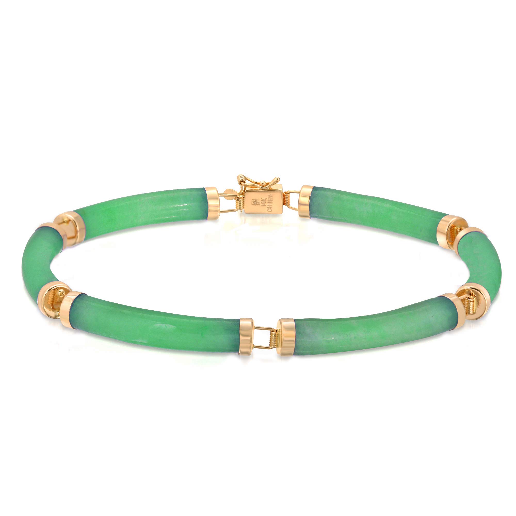 Regalia by Ulti Ramos 14K Yellow Gold Natural Jade Green Curved Link Bracelet product thumbnail 2