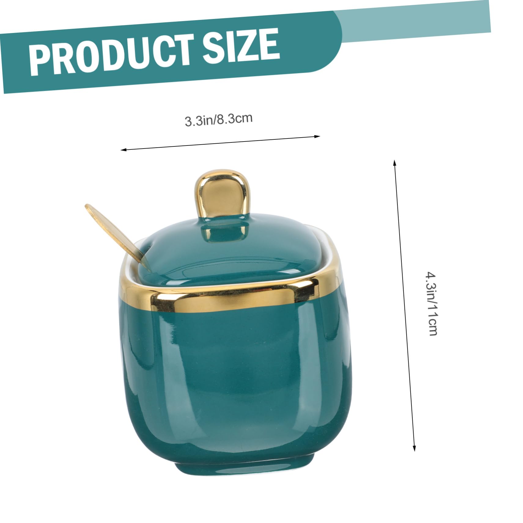 HOLIDYOYO 1 Set Spice Jar Sugar Holder Condiments Sauce Container Sugar Spoon Sugar Pourer Sugar Bowl with Lid and Spoon Sugar Bowls Salt Storage Jar Pots Salt Jar Sugar Dish Ceramics Green