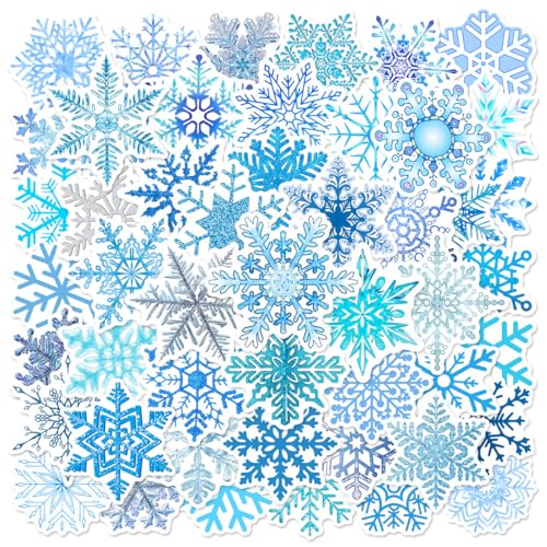 50PCS Snowflake Stickers Pack Waterproof Vinyl Winter Decals for Journal Scrapbooking Laptop Water Bottle Phone Suitcase Snowboard Christmas Party Favors DIY Crafts & Decorations