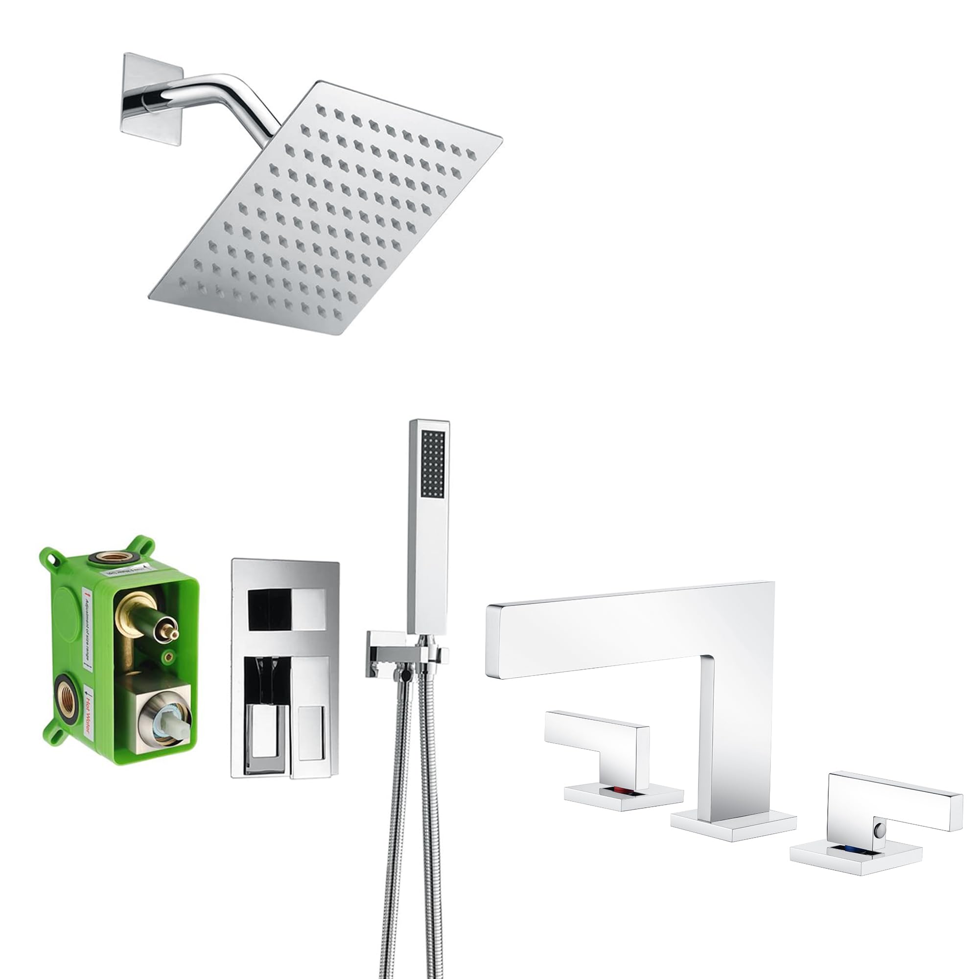 Jnfidosr Shower System S3218ci + 8" Bathroom Sink Faucet S1419w-Ch