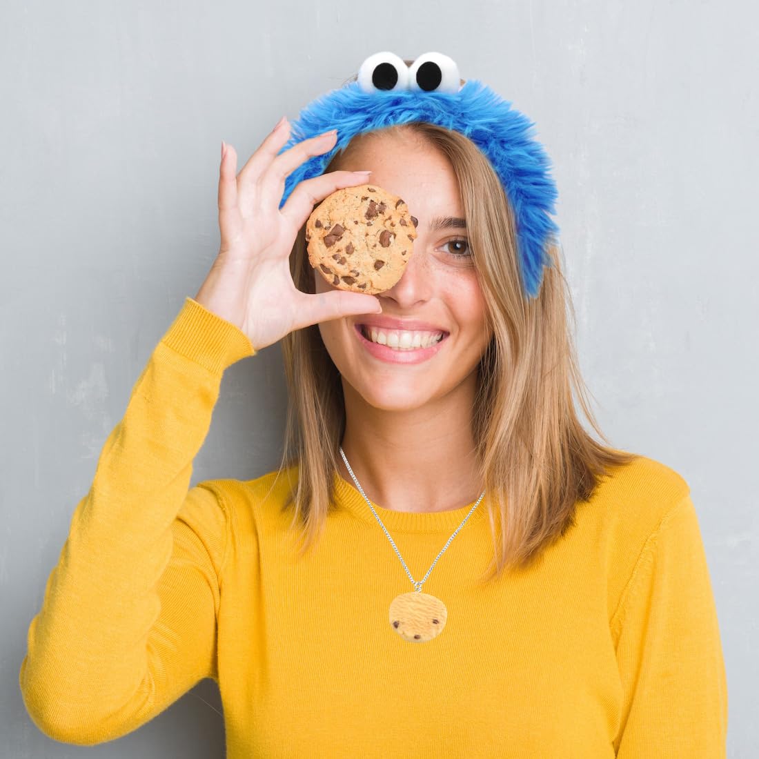 Monster Cookie Headband, Cookie Necklace, Hair Band Monster Biscuit - Image 4