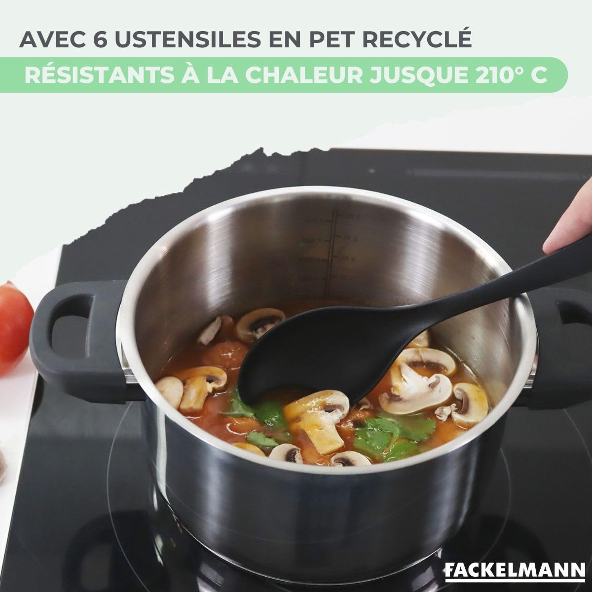 Fackelmann Set 4 poêles céramique 16/20/24/28 cm et 6 ustensiles