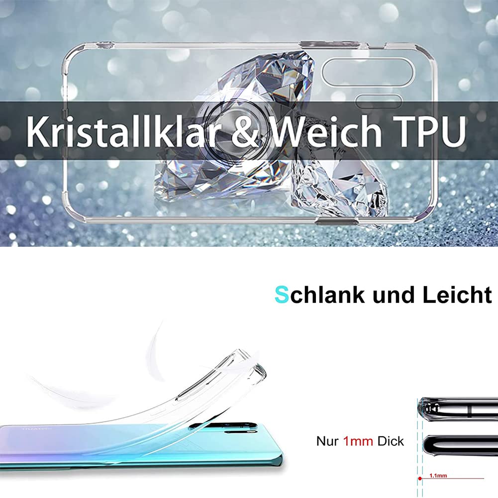 Custodia Trasparente Per Huawei P30 Pro Con Anello Cavalletto 360° E Supporto Magnetico, Antiurto In TPU Silicone - 2