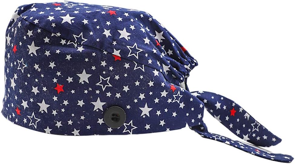 Women's and Men's Cap Working Hat with Button Sweatband Adjustable Tie Back Hats One Size Multiple Color One Size C1-star