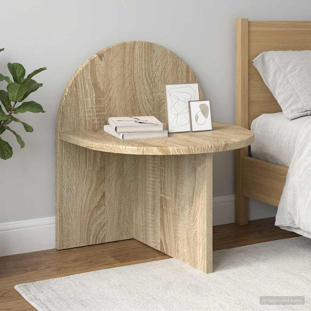 Table de Chevet Chêne Sonoma 40x35,5x45,5 cm avec tiroir et niche de rangement