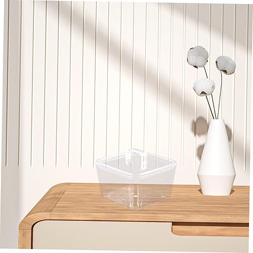 Miniatura 2 de DOITOOL Cuencos de vidrio, 2 cuencos cuadrados transparentes con tapa, recipiente transparente con tapa, cuenco de ensalada de vidrio para postres
