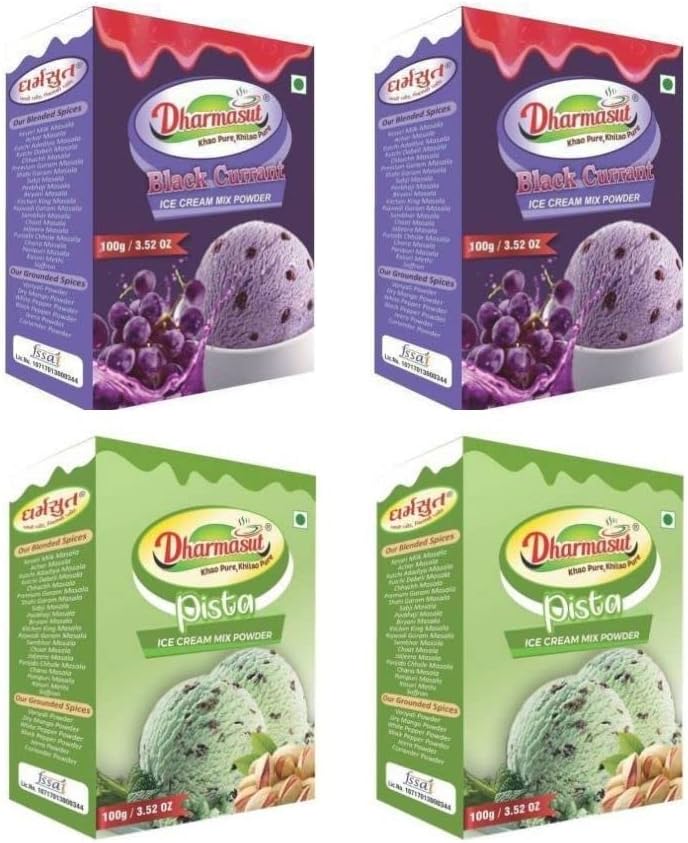 2 Black Currant + 2 Pista Ice Cream Premix Powder | Combo of 4 | 400gm