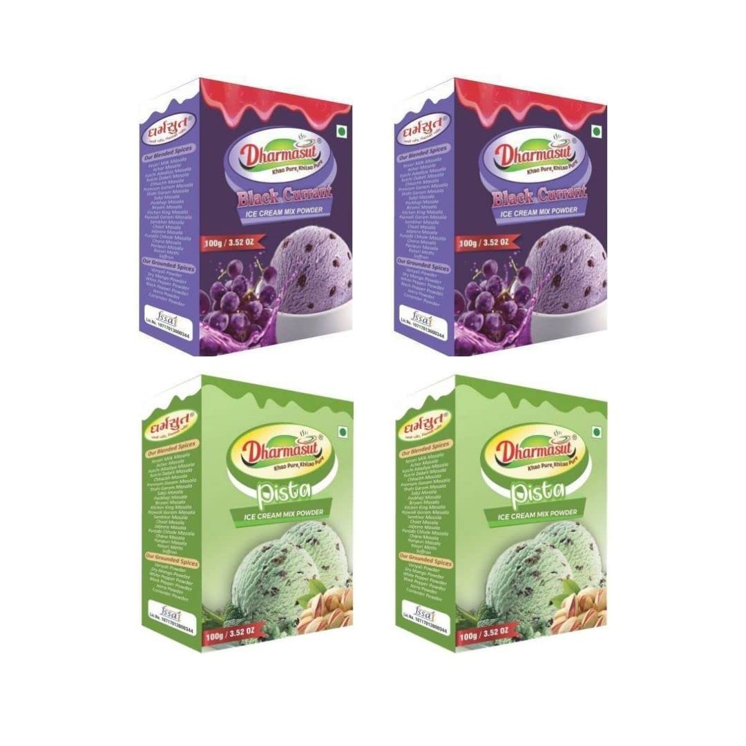 2 Black Currant + 2 Pista Ice Cream Premix Powder | Combo of 4 | 400gm