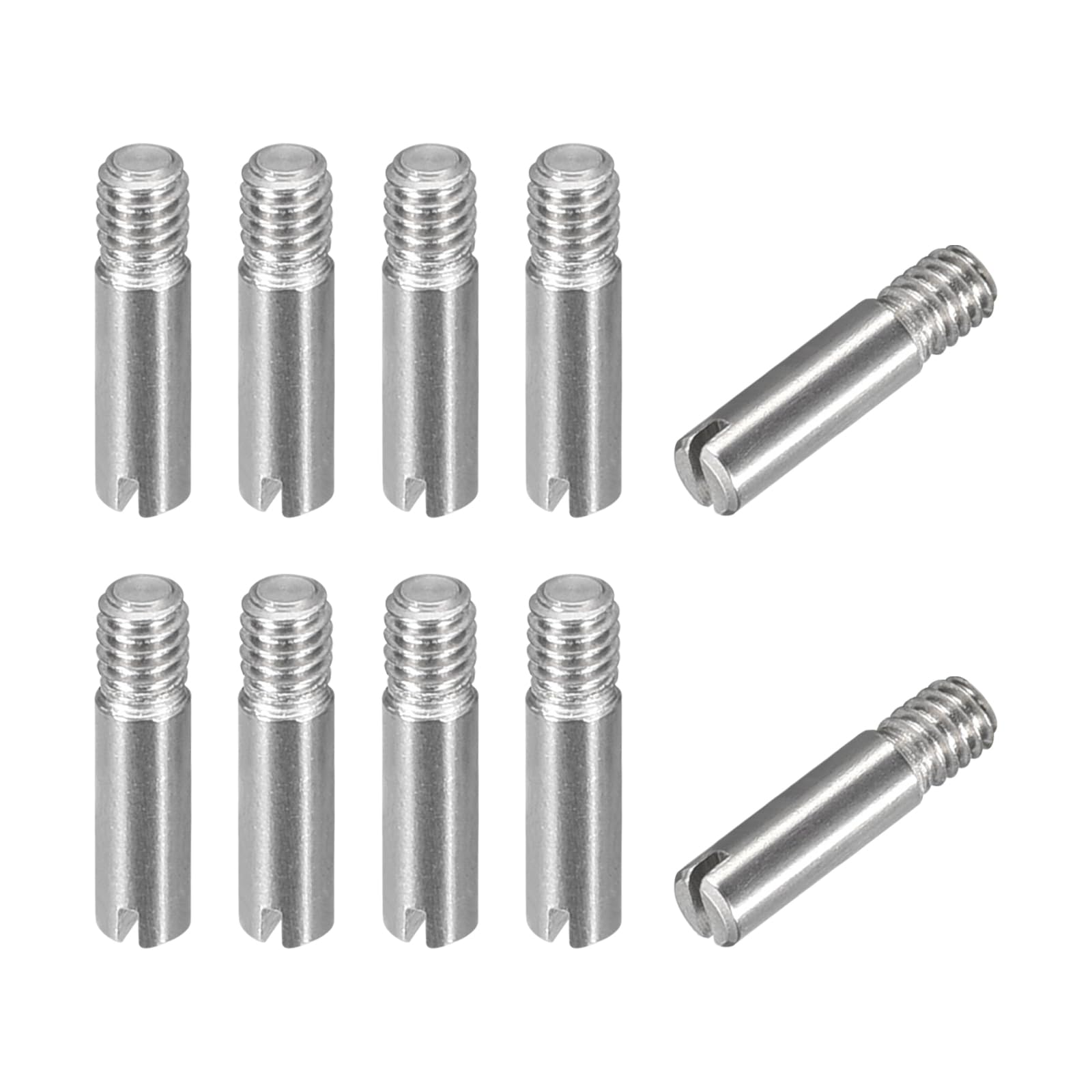 uxcell 10Pcs M2.5 x 10mm Slotted Cylindrical Pin 304 Stainless Steel Dowel External Thread Locating Pin for Furniture Cabinets