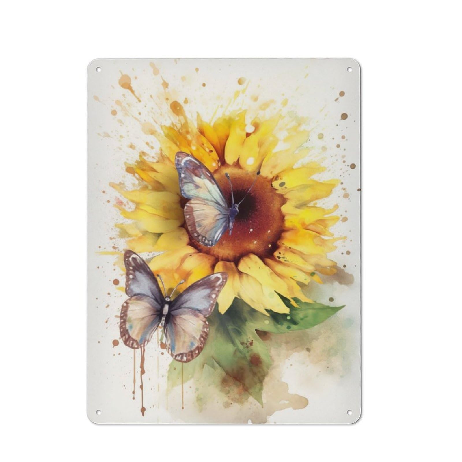 Junmoney Sunflower Waterdrawing Vintage Tin Sign 40X30cm With For Man Cave Or Games Room, Suited To Wall Displays In Games Rooms And Man Caves