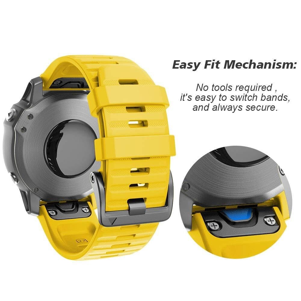 BHOLSA For Fenix 8 Watchbands 22mm Band For Fenix 7/Fenix 6 Pro/Fenix 5/Fenix 5 Plus/Forerunner 935/Forerunner 945/Approach S60/Quatix 5 Watchband(Yellow)